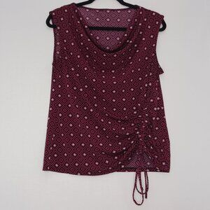 Women's Red and Black Sleeveless Cowl Neck Blouse Size Medium